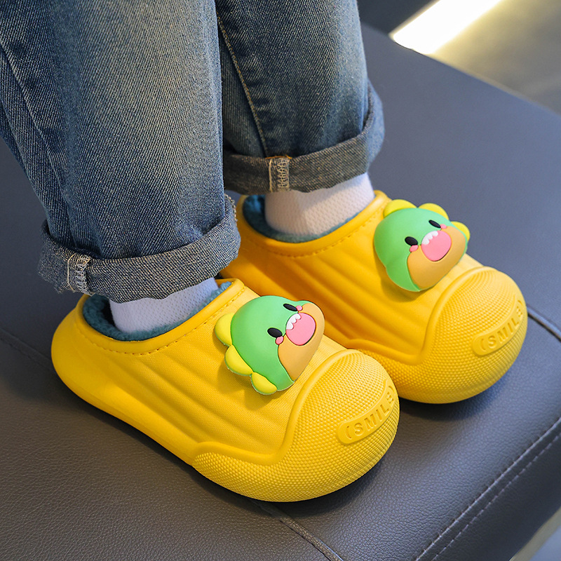 Zapatillas de algodón para niños invierno interior antideslizante caliente para niños y niñas impermeable antideslizante para el hogar para bebés peludos de algodón