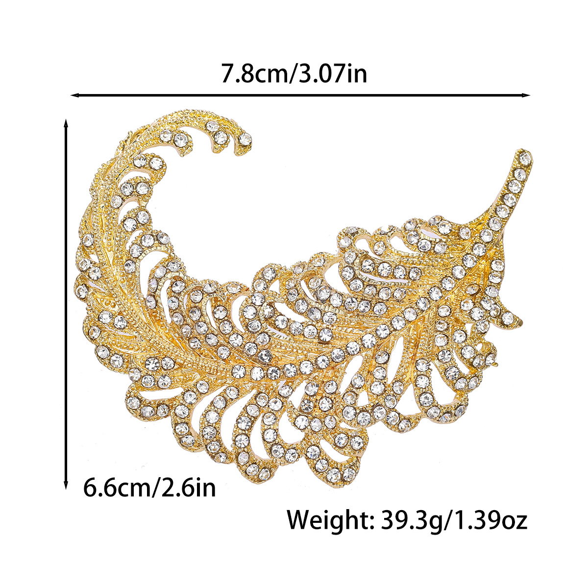 Spilla vintage a forma di piuma con strass per donna_voghion.com