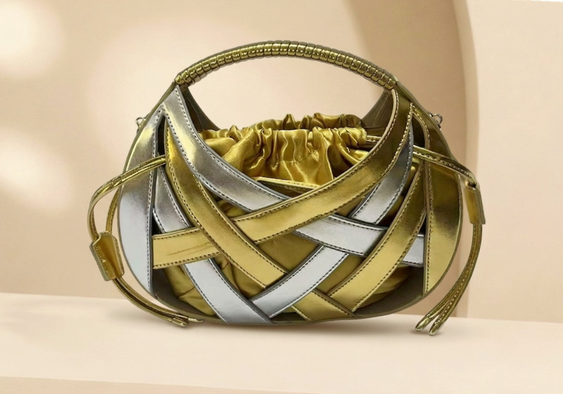 2026 Cross-Border Hot Sale Hollow Woven Underarm Bag Women's Light Luxury Niche Design Handbag Drawstring Half-Moon Bag - Thumbnail 6