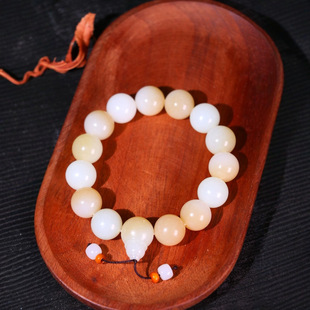 Jin Yu Tang Xinjiang Hetian Jade Sugar White Jade Jade Quality Warm and Fine Whole String Polished, Round and Comfortable to Wear Beaded Jade