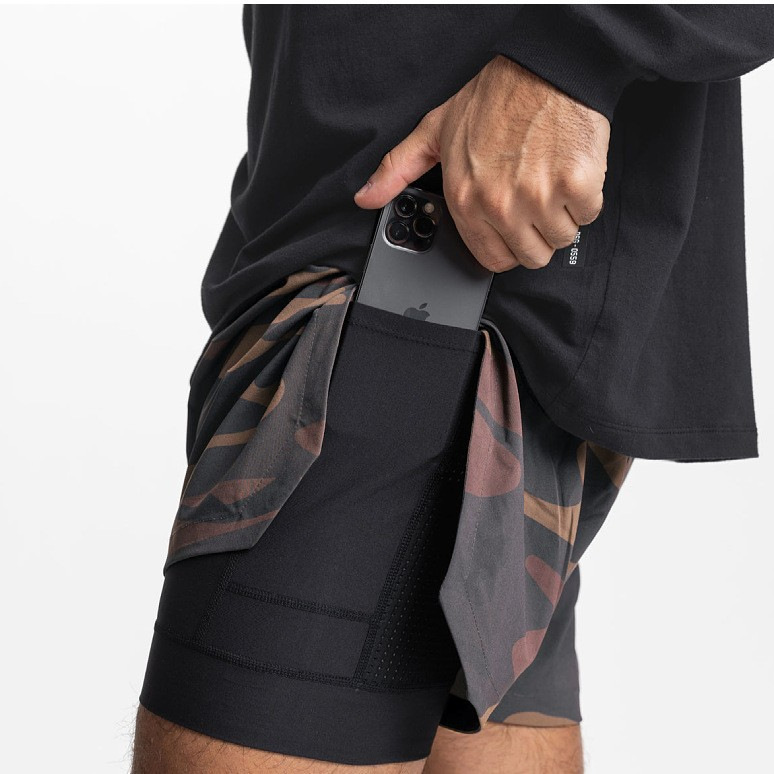 Cross-Border Amazon Foreign Trade Men's Sports Shorts Summer Fitness Running Outdoor Cycling Double-Layer Shorts for Men