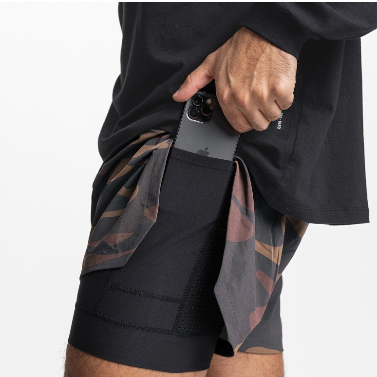 Cross-Border Amazon Foreign Trade Men's Sports Shorts Summer Fitness Running Outdoor Cycling Double-Layer Shorts for Men