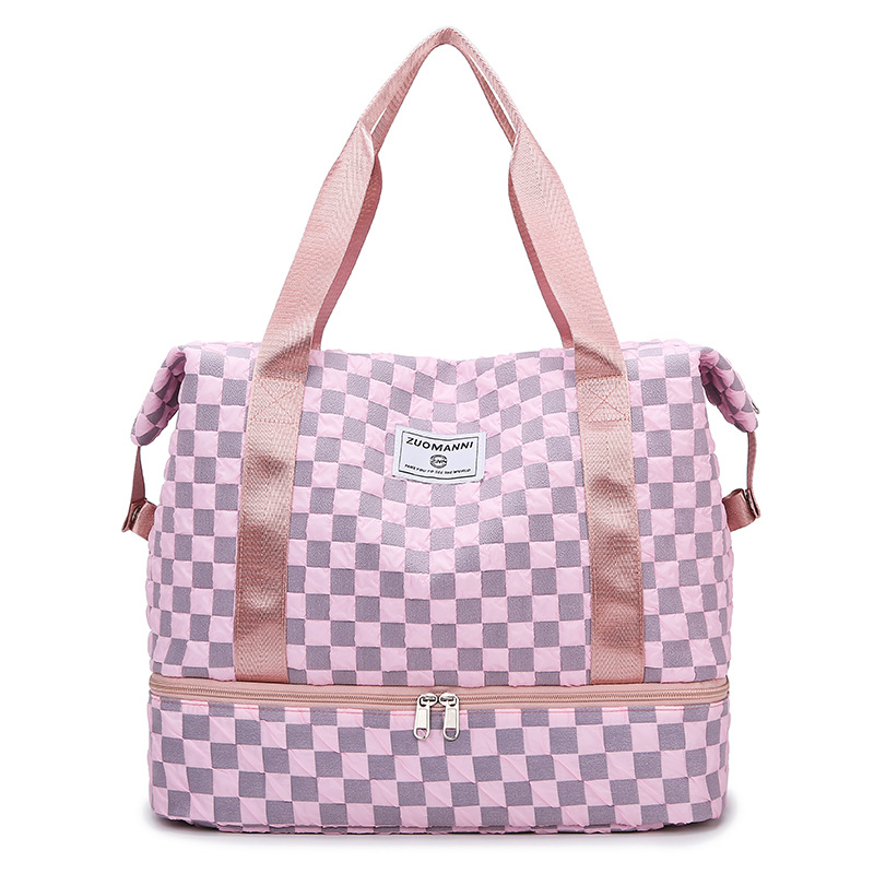 Bolsa de viaje portátil plegable con barra de tracción para mujer, bolsa de almacenamiento de equipaje de gran capacidad para hombre, bolsa de yoga de fitness para deportes secos y húmedos