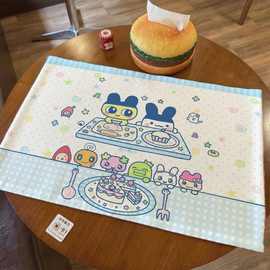 拓麻歌子日系古早棉麻桌垫手帐背景桌面桌布宿舍防水隔脏垫ins风