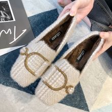 豆豆鞋女冬季加绒毛毛鞋女外穿2021新款百搭平底单鞋水貂毛棉瓢鞋