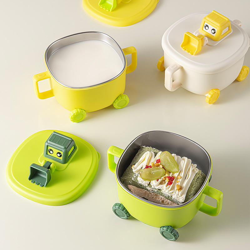 Bowl de alimentos suplementarios para bebés, cuenco de ventosas para bebés y niños pequeños, 316 cuenco de aislamiento térmico de acero inoxidable, cubiertos para niños gruesos resistentes a altas temperaturas