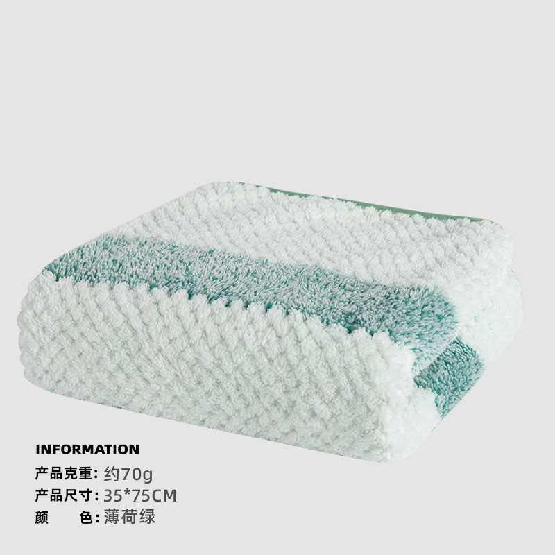 Toalla gruesa de lana de coral a rayas de rejilla de piña de alta densidad al por mayor de fábrica Toalla absorbente suave para uso diario en el hogar