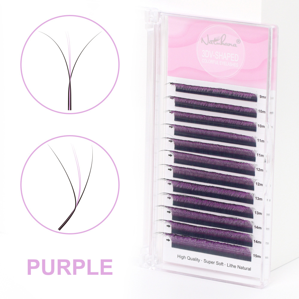 NATUHANA 0.07 Trébol sándwich W Pestañas de color malla tejido flor de manera uniforme pestañas injertadas