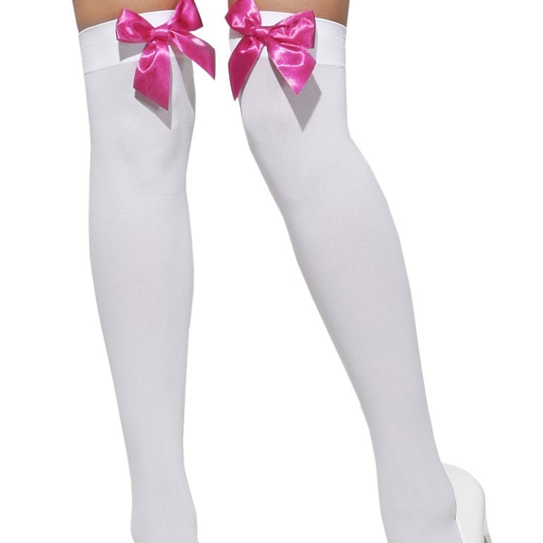 Sexy Bow Medias Blancas Medias de Halloween vestido de fiesta medias de arco medias fluo