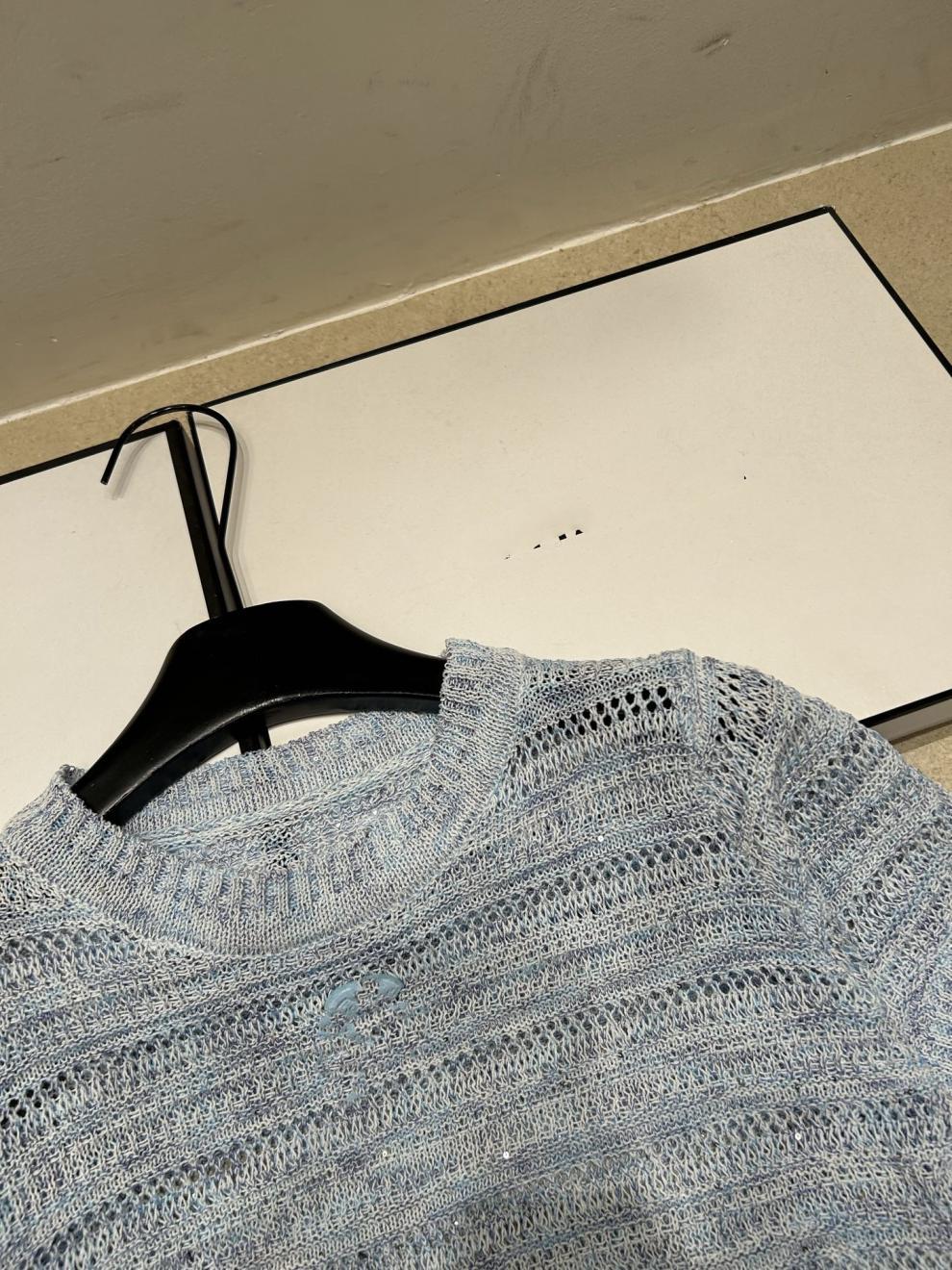 European High-Quality Summer New Style Knitted Short-Sleeve Top Made From Special Yarn, Brand Logo Simple, Casual, Fashionable,_ecoleips.com