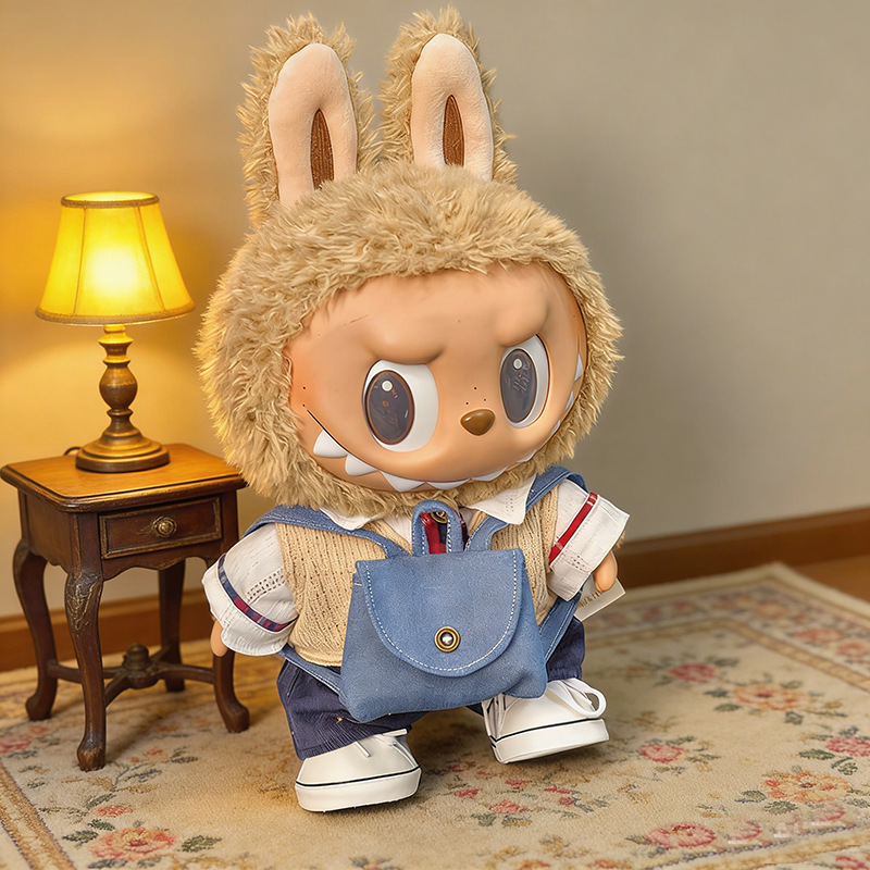 Ropa de muñeca de peluche de vinilo Labubu de 38cm para ropa de muñeca La Bu Time to Chill