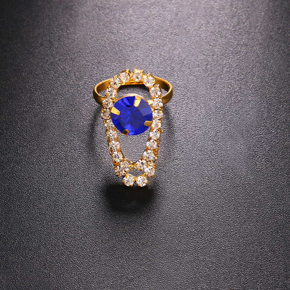 Fashion Water Droplets Copper Plating Inlay Rhinestones Rings 1 Piece