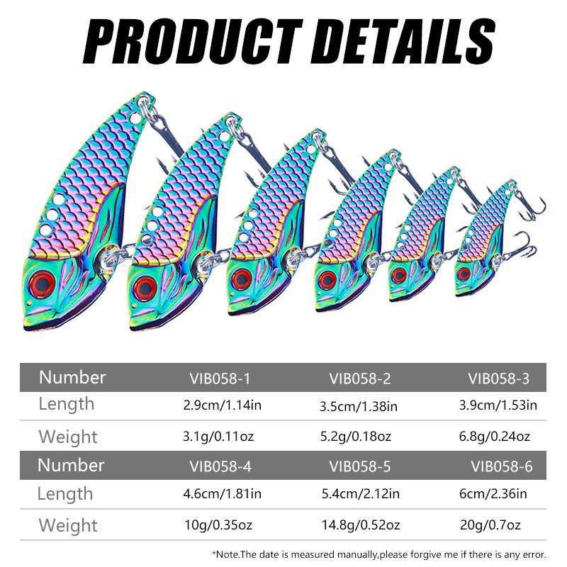 Vib wholesale 3g lure dragon scale chromatic long-range metal shimmer plate fake bait micro lure fishing lure