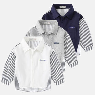 Korean Style Boys' Shirts Pure Cotton Baby Casual Jackets 2025 Spring New Kidsren's Clothing Kidsren's Long-Sleeved Shirts Fashionable