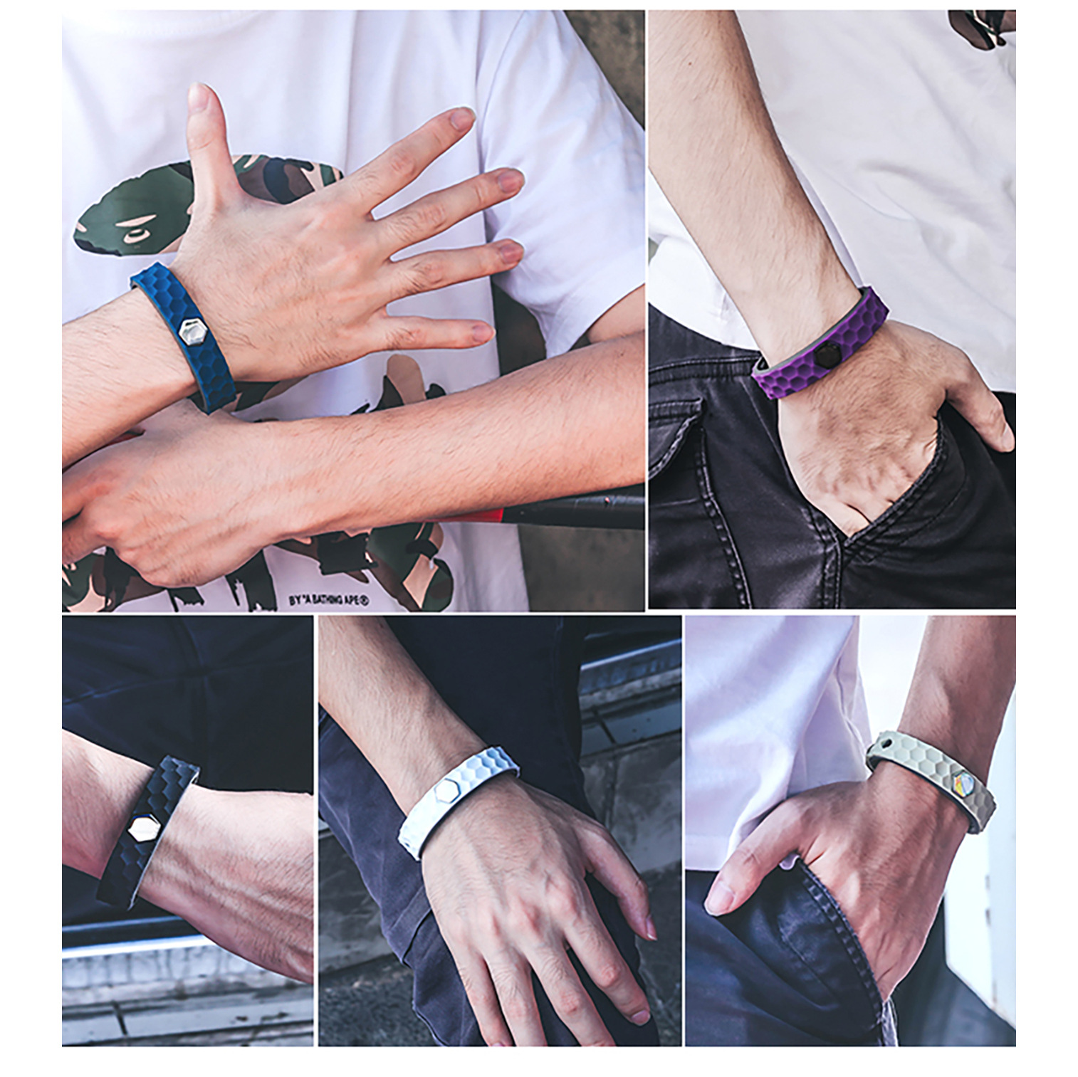 Pulsera antiestática de silicona antiestática inalámbrica pulsera de silicona de iones negativos deportes al aire libre correa de muñeca de los hombres