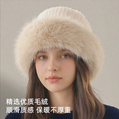 冬季保暖毛茸茸渔夫帽女仿水貂毛日韩版百搭洋气防风防寒盆帽批发