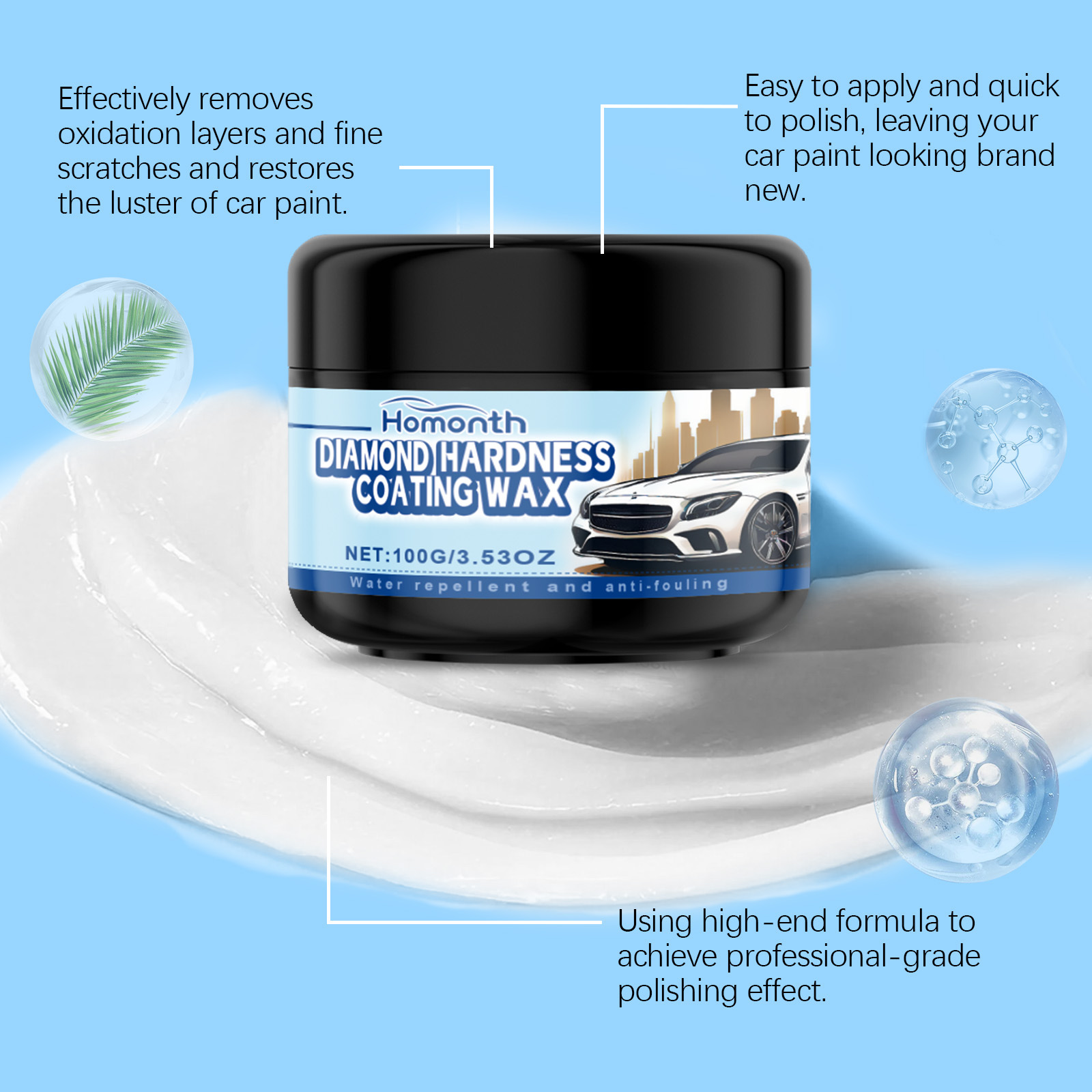 Homonth Car Polishing Wax Cleaning and Decontamination Car Paint Repair Scratch Polishing Renovation Maintenance Coating Wax