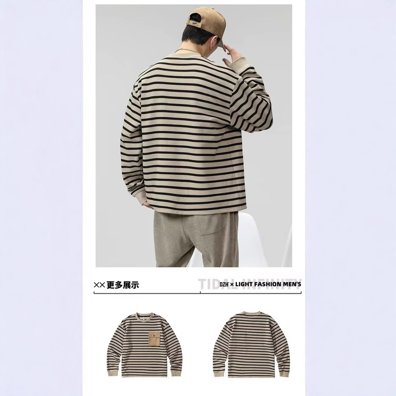 外国貿易の男性のストライプの長袖のシャツの男性のファッションのtシャツの男性のタイプのパーカーの秋の男性のメンズのボトムのシャツの春と秋の上着のファッション|undefined