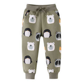 一件代发秋冬新款童装卫裤 儿童裤子 男童中小童印花棉毛圈长裤