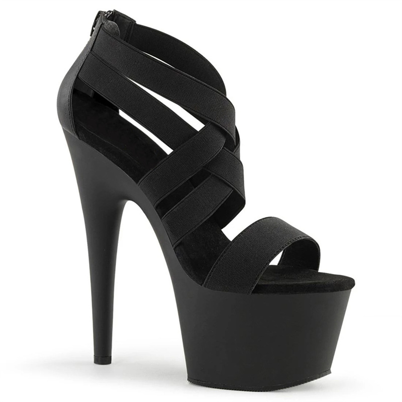 17cm fábrica directa de verano nuevo negro cremallera de fondo grueso talón fino un tamaño de cabello medio de moda boca de pez de moda