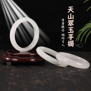 Xinjiang Tianshan Jade Bracelet White Moonlight New Decorative Jade Jade Women's High-end Jade Girls Accessories Summer