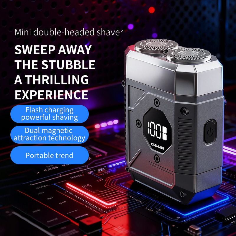 Cross-Border Electric Shaver with Magnetic Suction, Type-C Charging, Portable for Travel, Fully Washable, Metal Razor