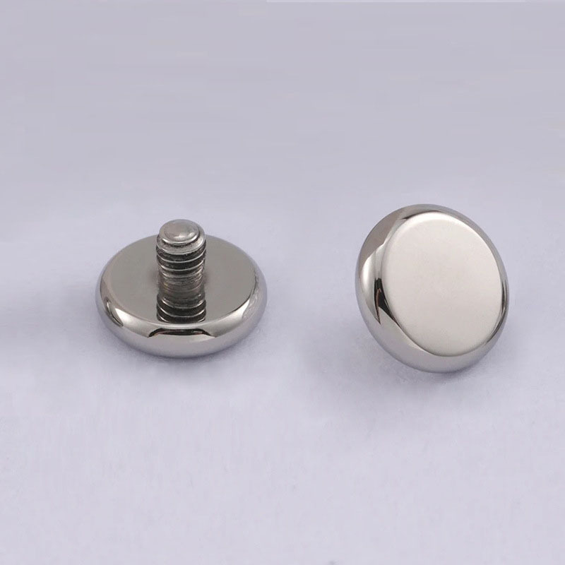G23 Titanium External Thread Polished Flat-Bottom Curved Round Disc Ear Stud - F136 Titanium Alloy Lip Stud Implant Stud Body Piercing Jewelry detail image 7