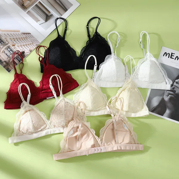 Thin French Tube Top Without Steel Ring Sexy Lace Summer Beautiful Back Push-up Sling Triangle Cup Chest Wrap Intimates for Women Cross-border