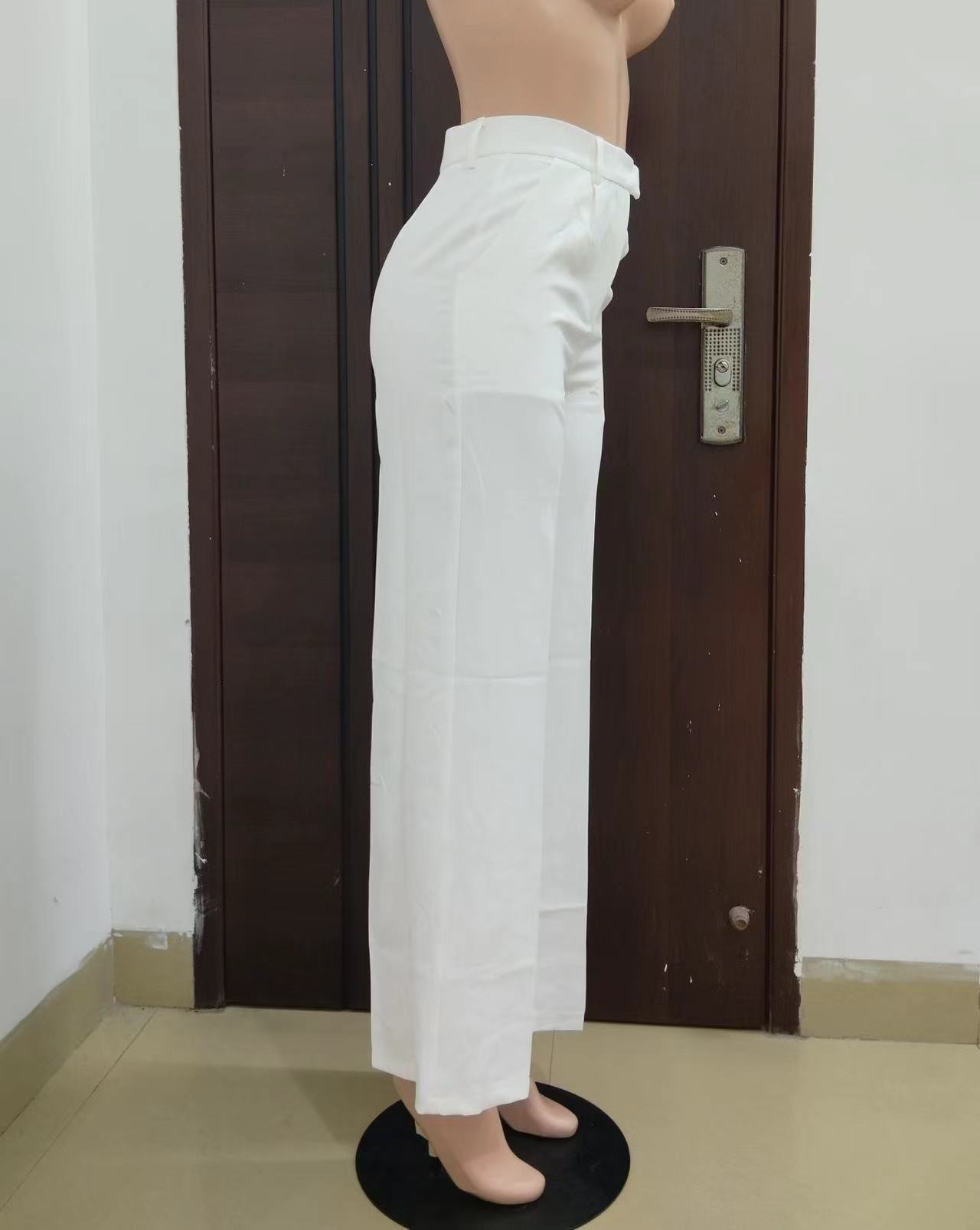 High waisted straight wide leg casual trousers_mkmklike.com