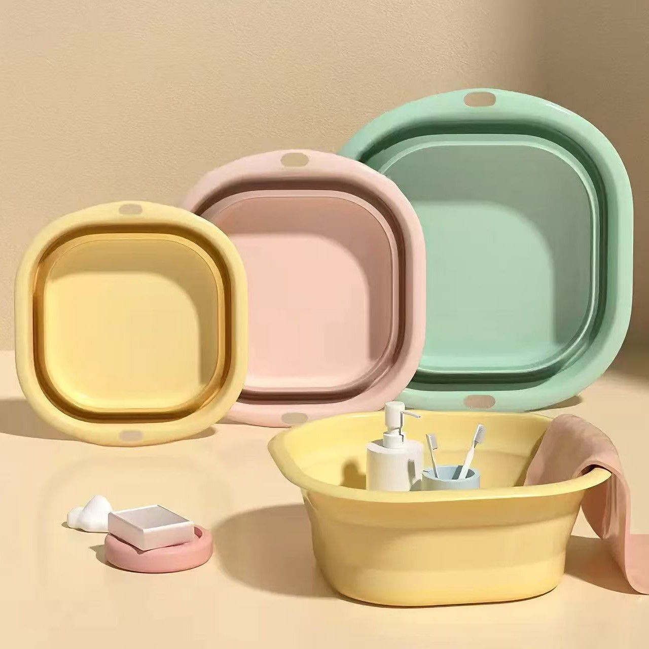 Foldable handheld small plastic washbasin for home use for students…