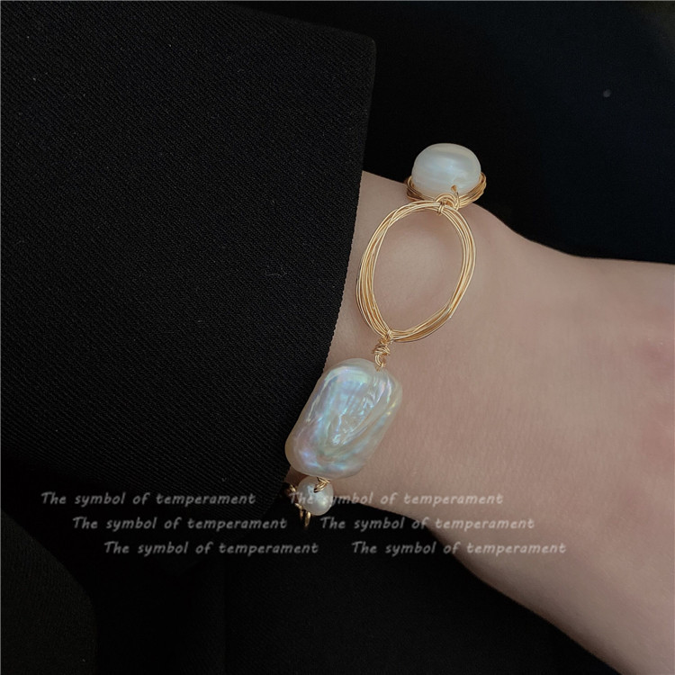 Freshwater Pearl Copper Elegant Simple Style Plating Geometric Bracelets display picture 3