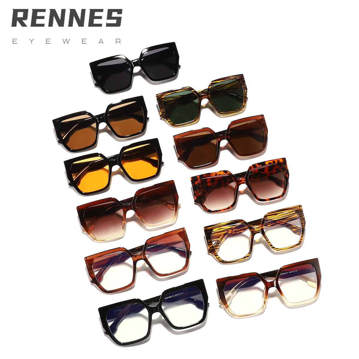 Nuevas gafas de sol caja de gradiente ojos de gato sunglasses gafas de sol marrones europeas y americanas al por mayor uv400 comercio exterior