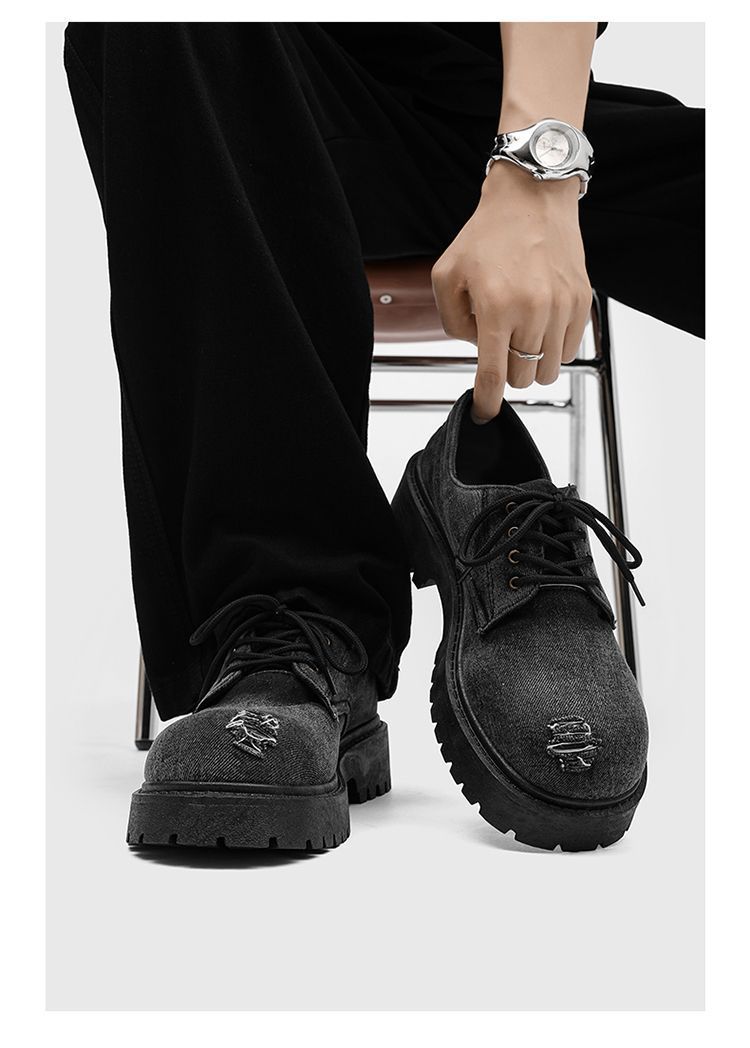 Chaussures de travail tendance et polyvalentes, collection printemps-automne 2025 de ShoeVault : Derby à semelle épaisse antidérapante et résistante à l'usure._voghion.com