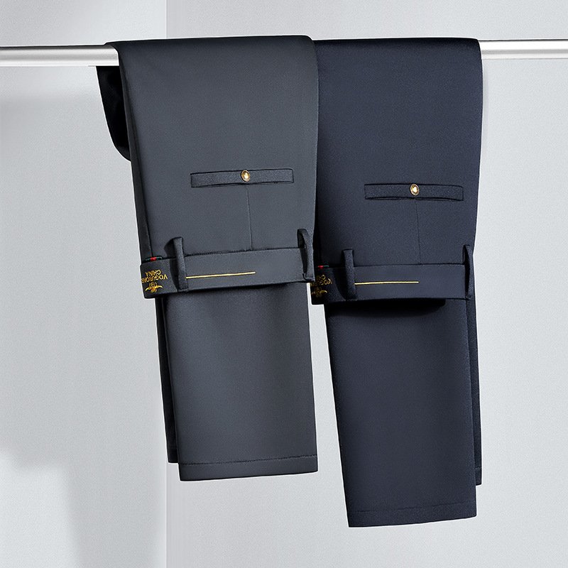 男士西裤冬季高挡免烫直筒休闲裤弹力长裤子中年商务西装裤男装|ms