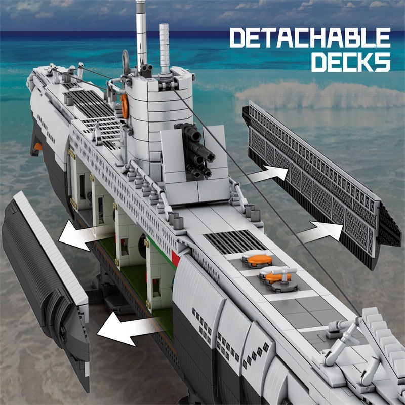 潜水艦ビルディングブロック組み立て装飾品ミリタリーモデル知育玩具クロスボーダービルディングブロック Zhenzhen 33050SR-71U-boat|undefined
