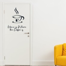 亿尧创意简约手绘咖啡贴画墙贴客厅卧室门背布置装饰防水自粘贴纸
