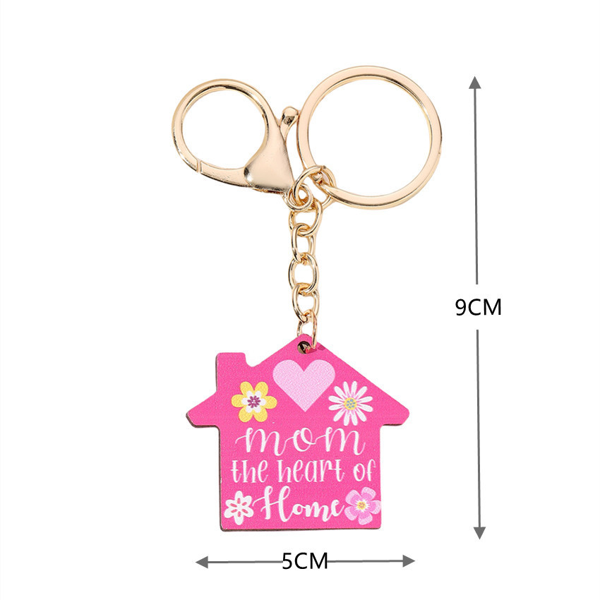 16g Weight Keychain Classification 1 Piece Quantity Daily Occasion Wood Material Mother'S Day Festival Letter, Flower Pattern Women's Gender Cute Style Cute Letter Flower Wood Mother'S Day Women's Keychain 1