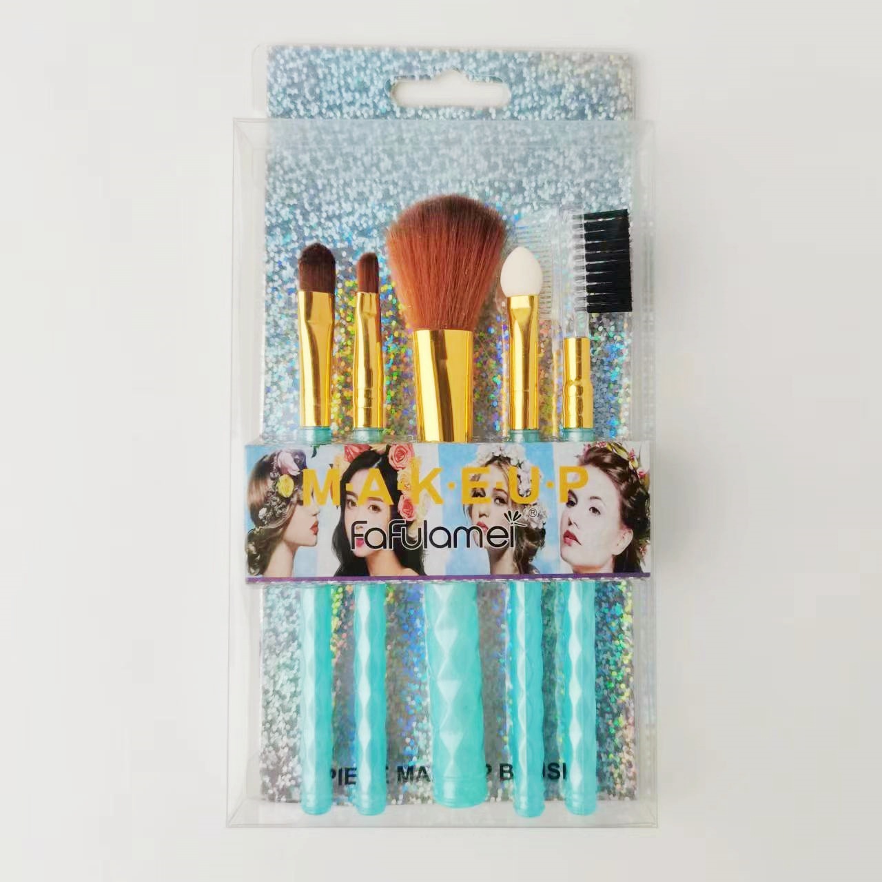 Comercio exterior 5 cepillo de maquillaje conjunto de cepillo de diamantes cepillo de blush cepillo de cejas cepillo de pestañas herramientas de maquillaje buenas cosas