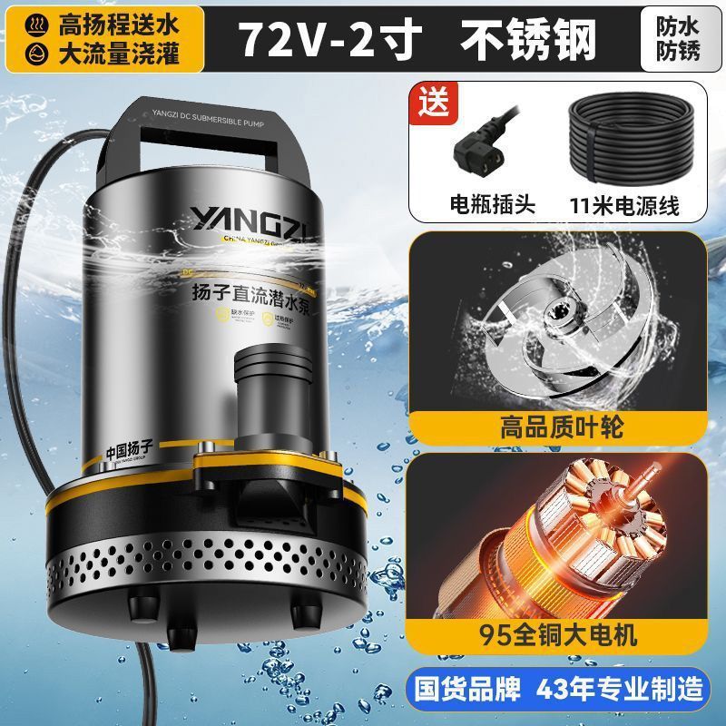 揚子 DC 水中ポンプ 12V48V72V バッテリー電気自動車水ポンプ家庭用農業灌漑ハイパワーウォーターポンプ|undefined
