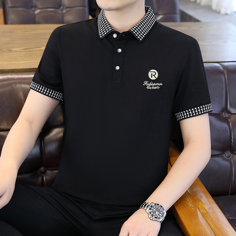 Polo Shirt Men's 2024 Summer New Short-Sleeved T-Shirt Men's Trendy Slim Fit Lapel Half-Sleeved T-Shirt Casual Thin Style