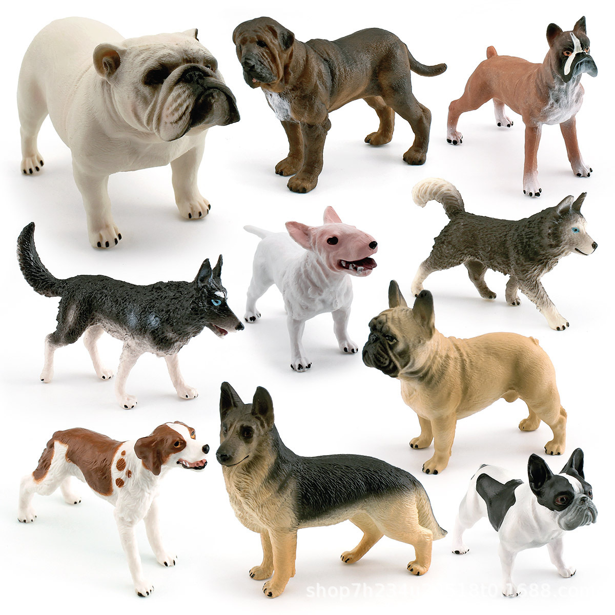 仿真拳師犬哈士奇鬥牛犬牛頭梗犬獵犬牧羊犬紐波利頓犬模型擺件