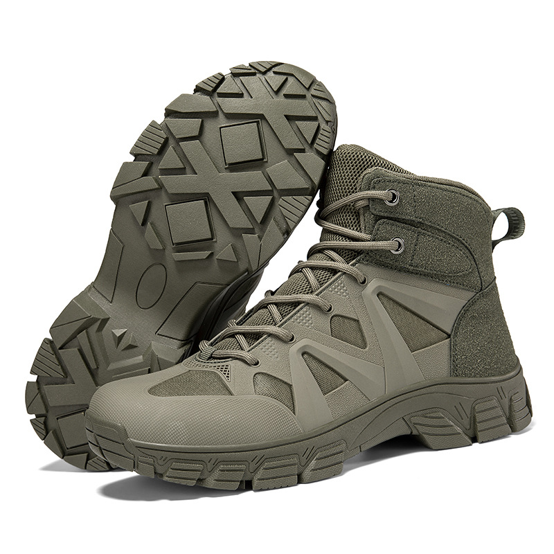 Botas de combate, botas tácticas para fanáticos militares, montañismo al aire libre para hombres transfronterizos, zapatos altos para hombres, botas de entrenamiento de combate, botas de senderismo todoterreno