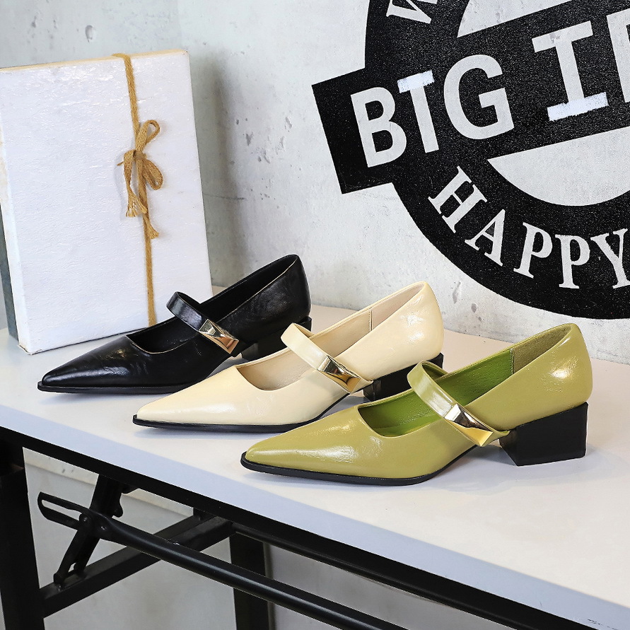 Elegant Women's Pointed Toe Mary Jane Pumps With Thick Heels_voghion.com
