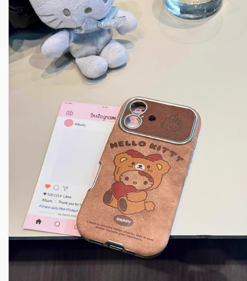 Monopatín de dibujos animados gato IPhone16PROMAX parche de ventana Apple 15pro/16 funda para teléfono móvil IP15