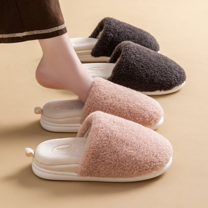 New Detachable Autumn and Winter Couple Indoor Warm Home Non-Slip Plush Fleece Maternity Waterproof Cotton Slippers for Men and Women