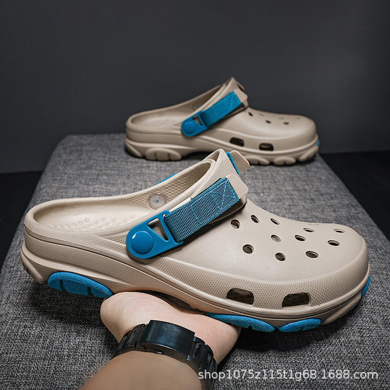 2024 New Men's Outerwear Croc Shoes Fashionable Non-Slip Wear-Resistant Thick-Soled Casual Beach Sandals and Slippers Factory Direct Sales
