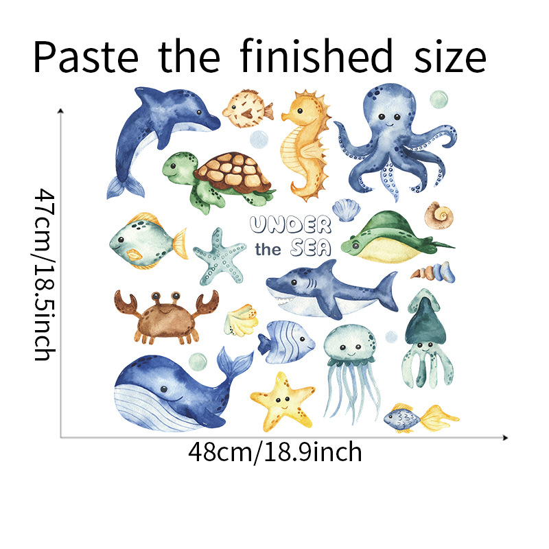 Cartoon Seabed Whale Turtle Octopus Seahorse Children's Bedroom Wall Stickers Wholesale Nihaojewelry display picture 1