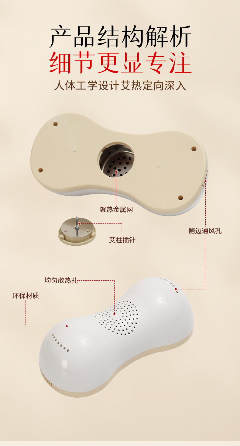 Electric Moxibustion Neck Pillow Ergonomic Cervical Support Warmer with Mugwort Heat Therapy for Home Use specifications