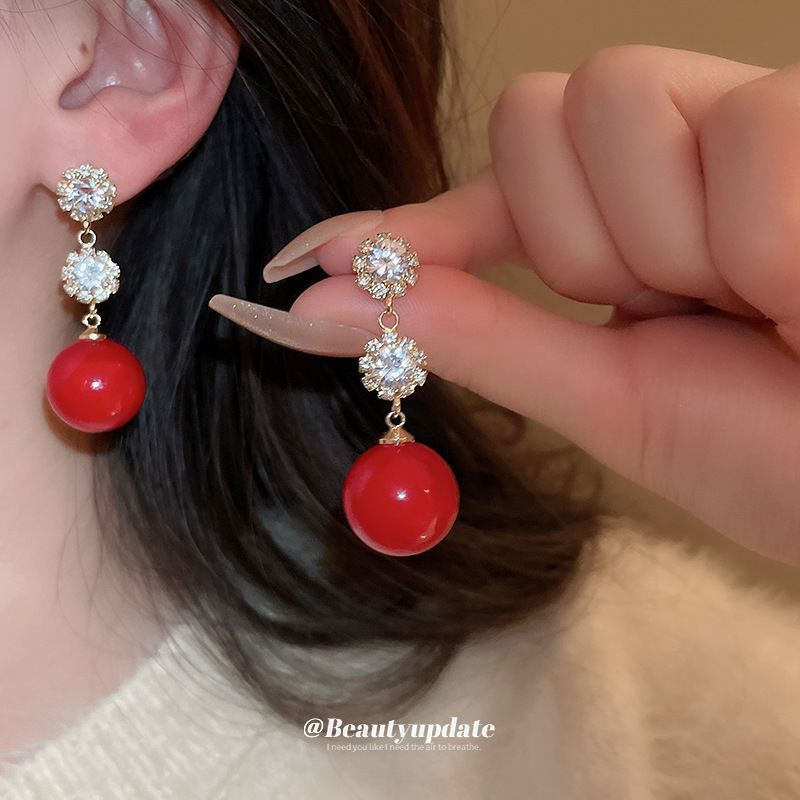 Aguja de plata, arco de circón, pendientes geométricos de perlas, pendientes de diseño de temperamento de nicho, pendientes de lujo ligero, pendientes de alta gama, mujeres