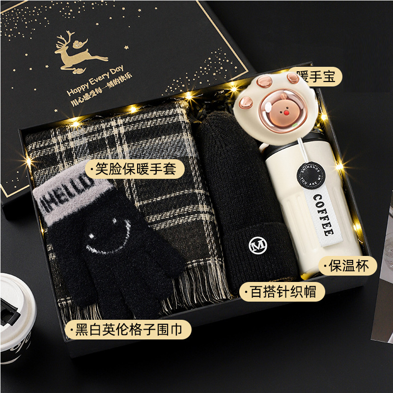 Black and white british plaid scarf❤Yulu has you gift box [package ten]